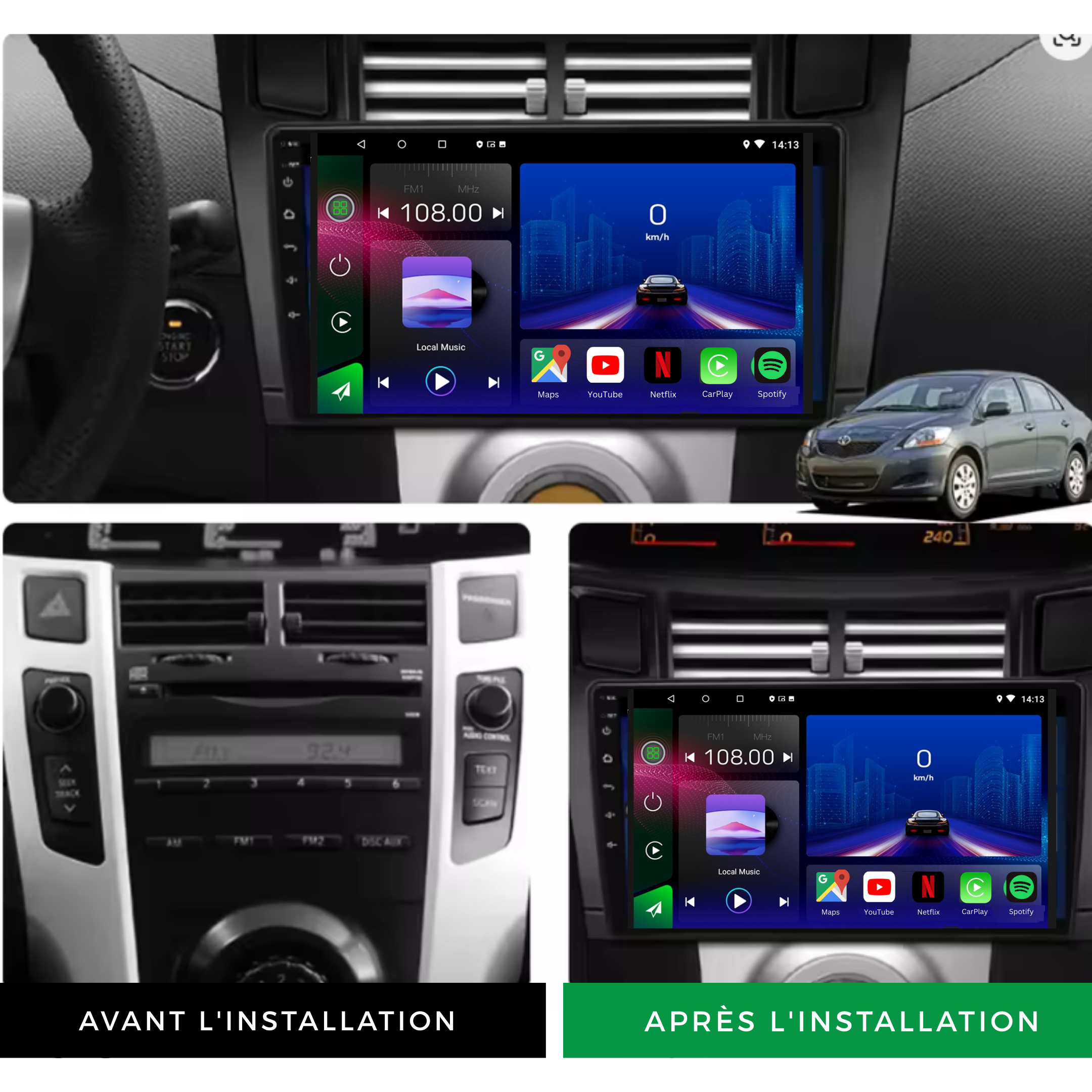 Toyota Yaris | 2005-2012 | Android 13 Autoradio | Apple CarPlay | Android Auto - TechVoyage