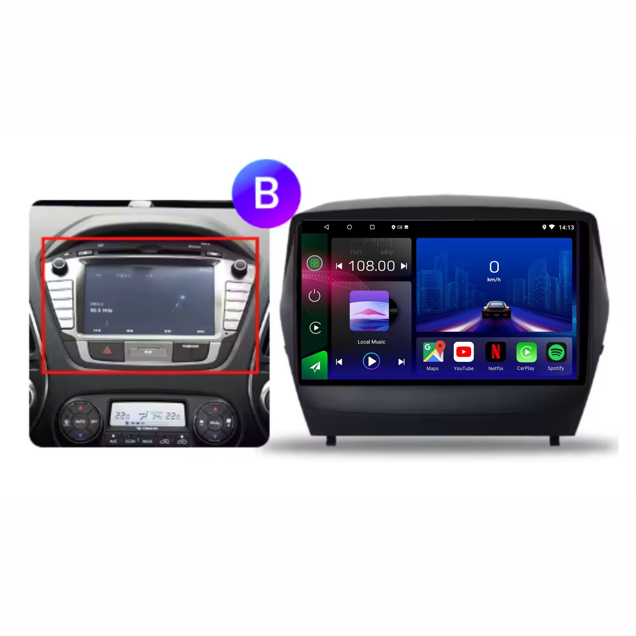 Hyundai ix35 | 2009-2015 | Android 14 Autoradio | Apple CarPlay | Android Auto - TechVoyage