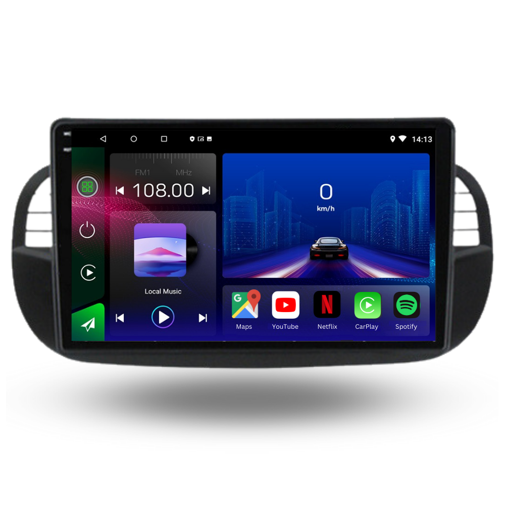 FIAT 500 | 2007-2015 | Android 13 Autoradio | Apple CarPlay | Android Auto - TechVoyage
