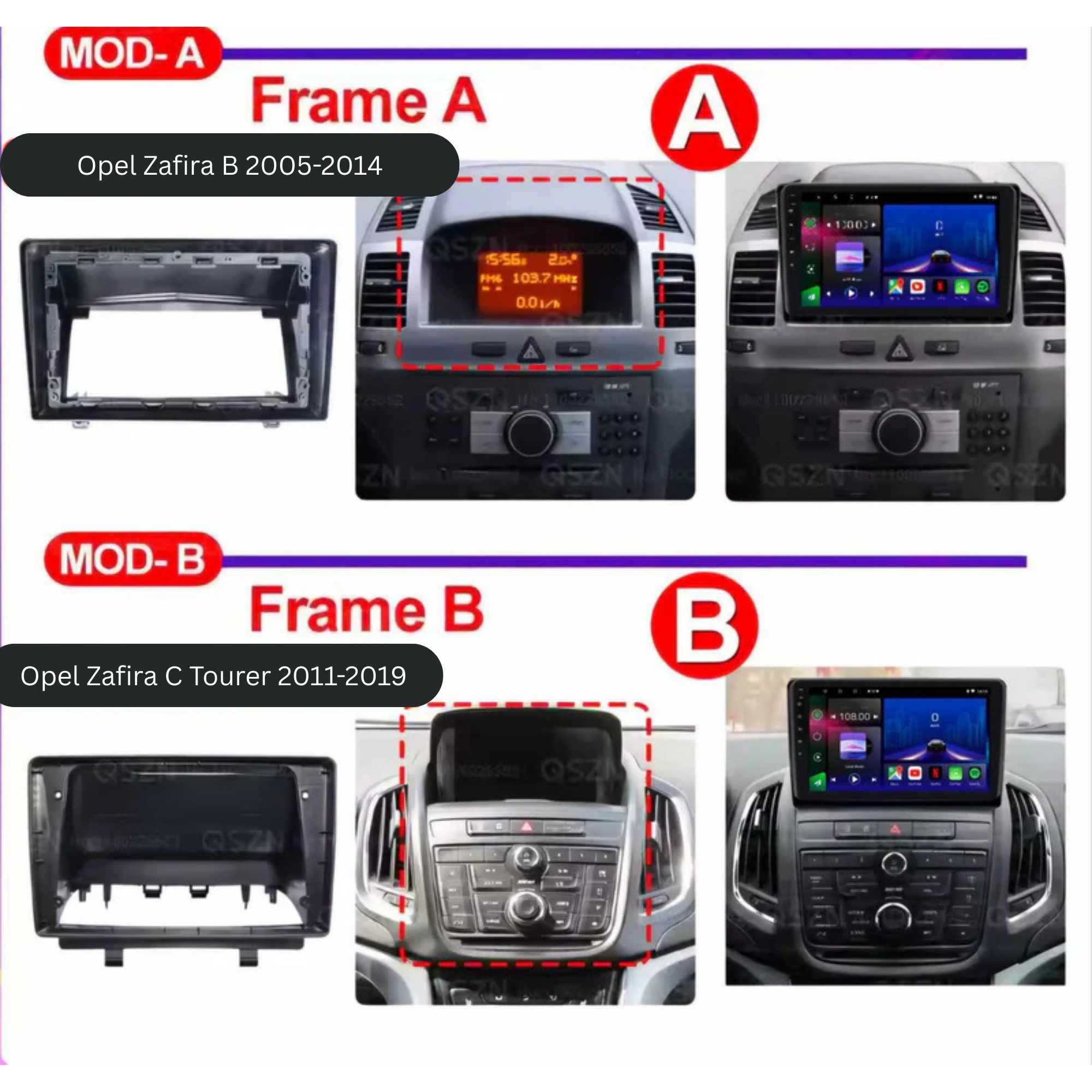 Opel Zafira | 2004-2019 | Android 13 Autoradio | Apple CarPlay | Android Auto - TechVoyage