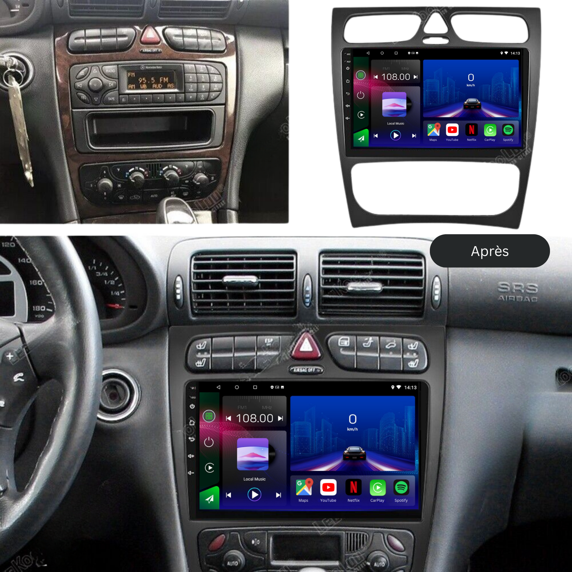 Mercedes C Class W203 | 2000-2010 | Android 13 Autoradio | Apple CarPlay | Android Auto - TechVoyage