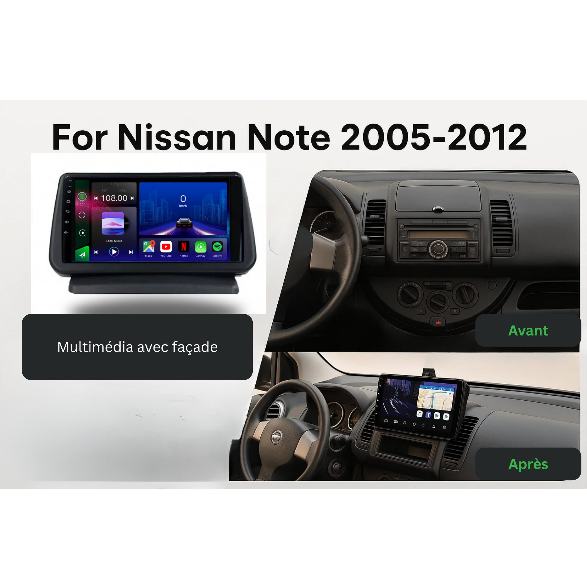 Nissan Note | 2005-2012 | Android 13 Autoradio | Apple CarPlay | Android Auto - TechVoyage