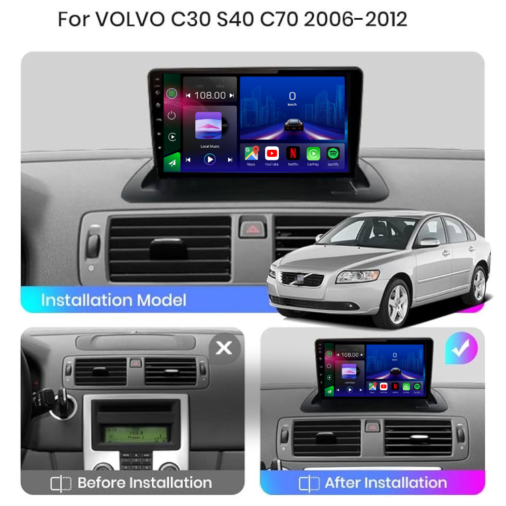 Volvo S40 | C30 | C70 | 2006-2012 | Android 13 Autoradio | Apple CarPlay | Android Auto - TechVoyage