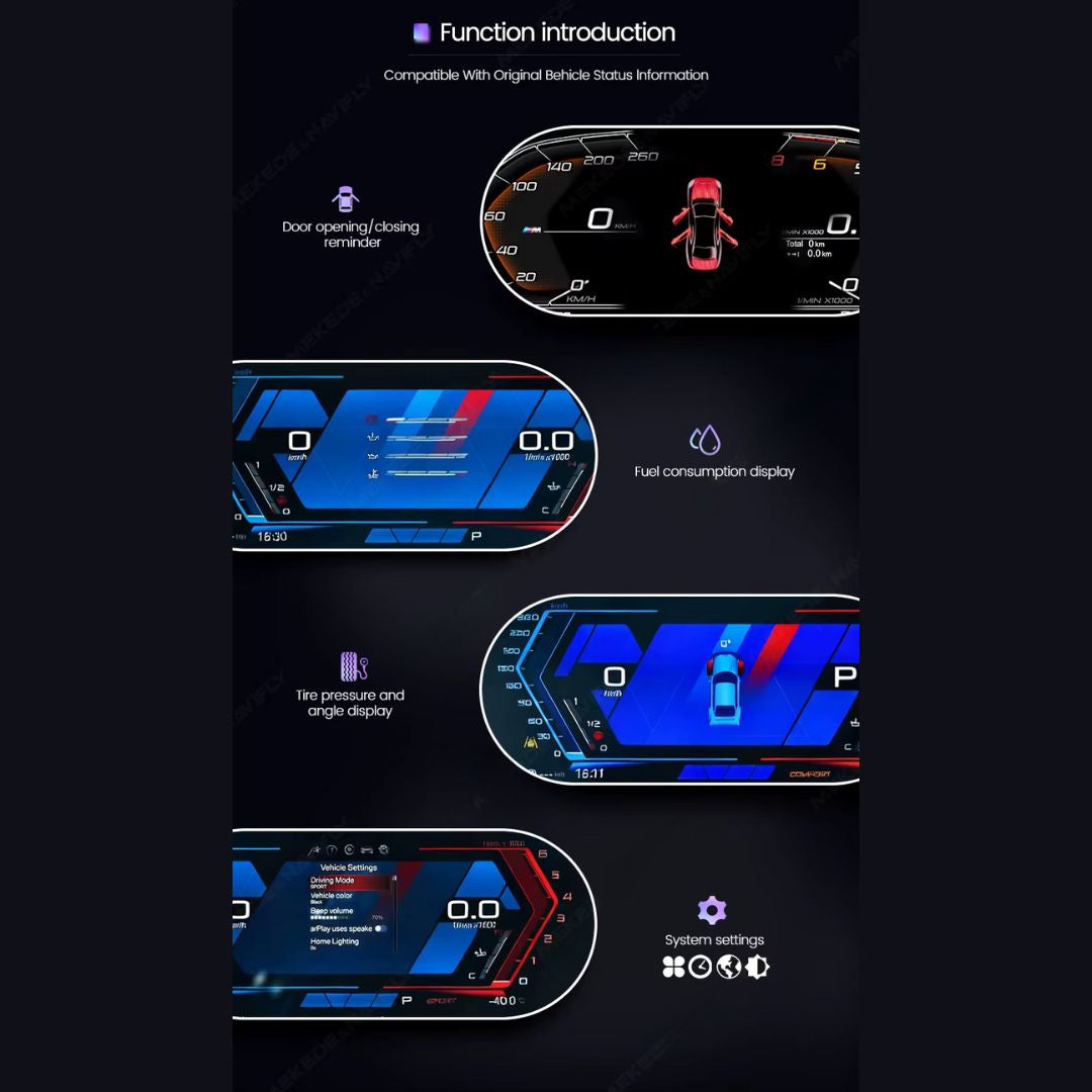 BMW X Series F25 / F26 / F15 / F16 12.3″ Digital Instrument Cluster – LCD Dashboard with CarPlay - Pluscenter