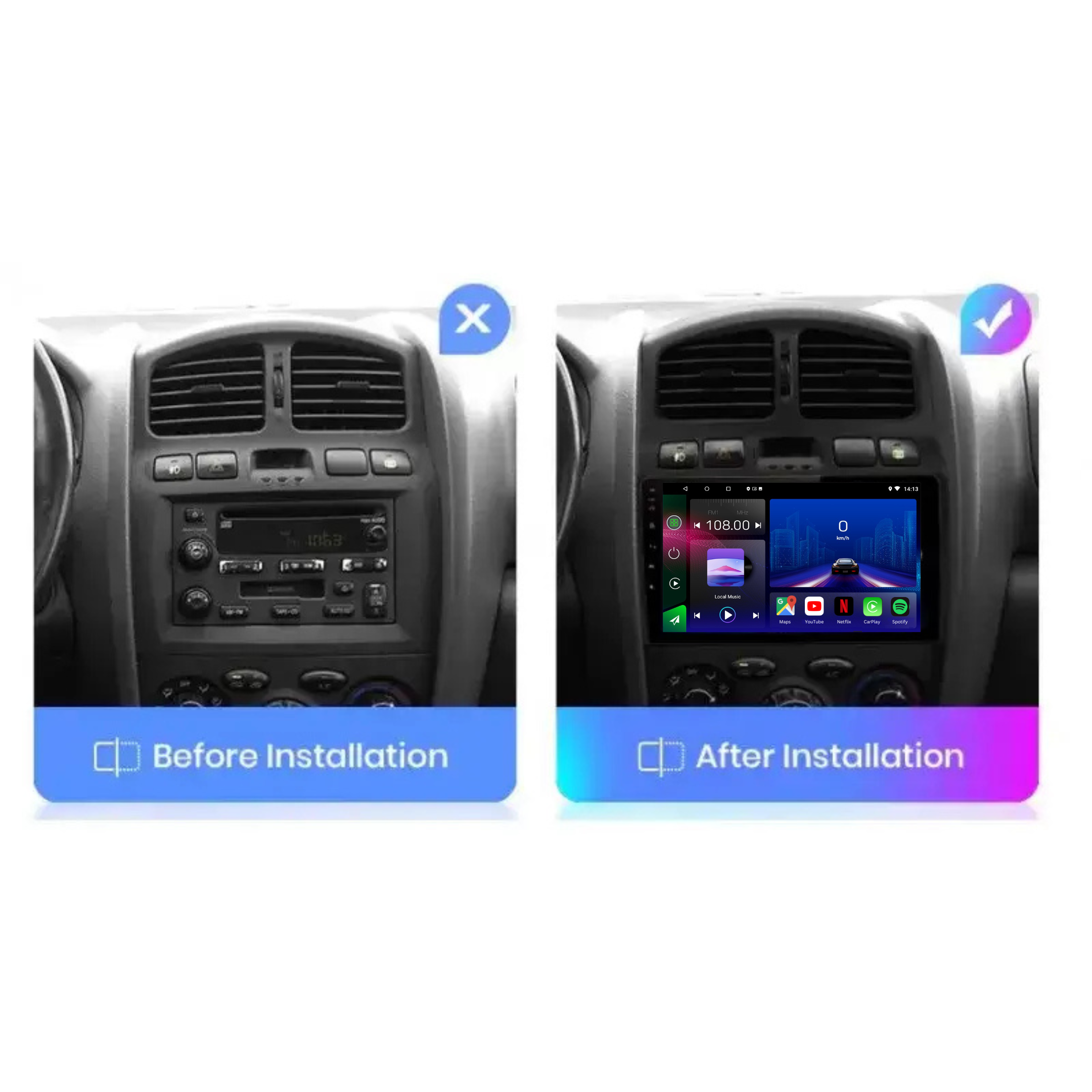 Hyundai Santa Fe 1 | 2001-2006 | Android 13 Autoradio | Apple CarPlay | Android Auto - TechVoyage