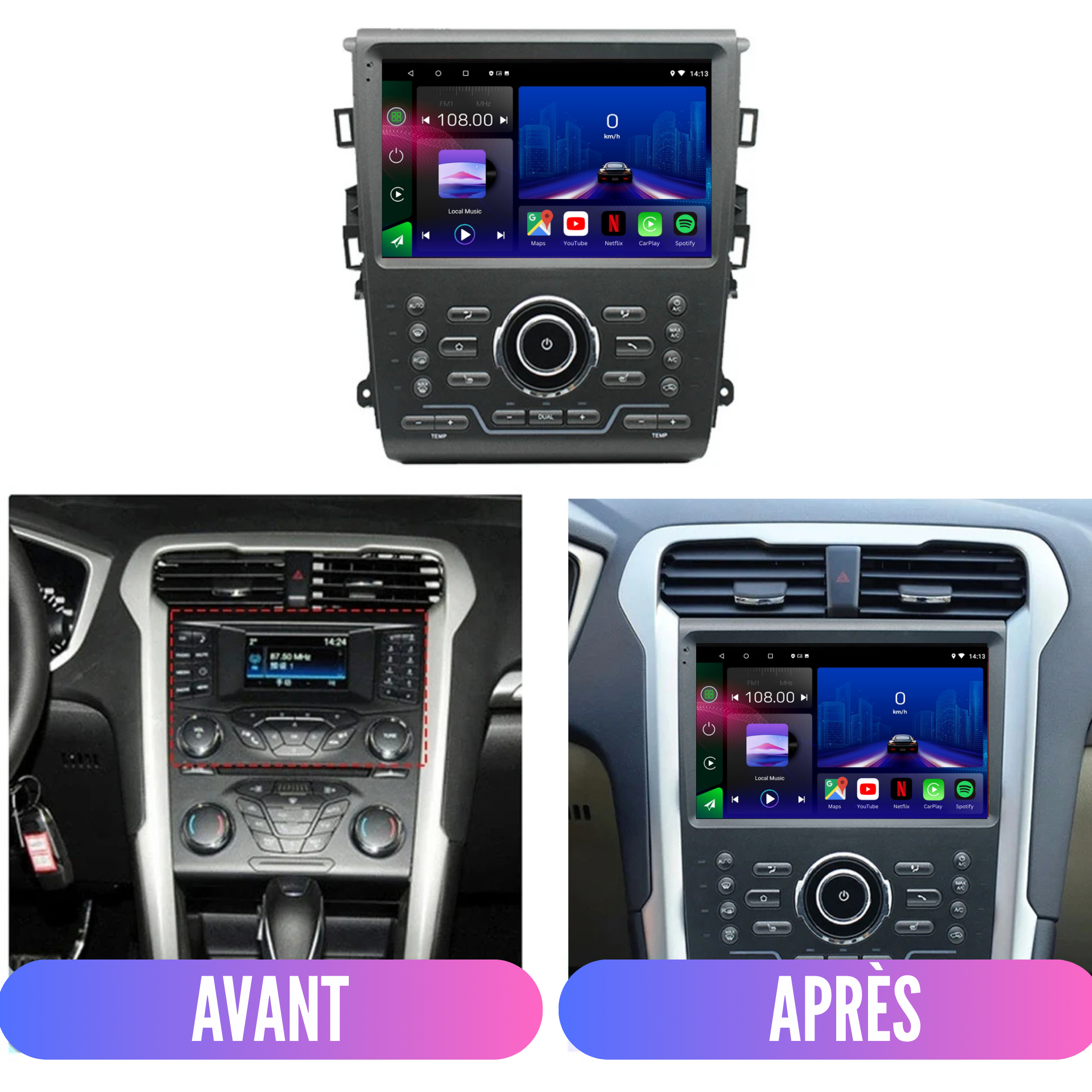 Ford Fusion Mondeo | MK5 | 2013-2018 | Android 13 Autoradio | Apple CarPlay | Android Auto - TechVoyage