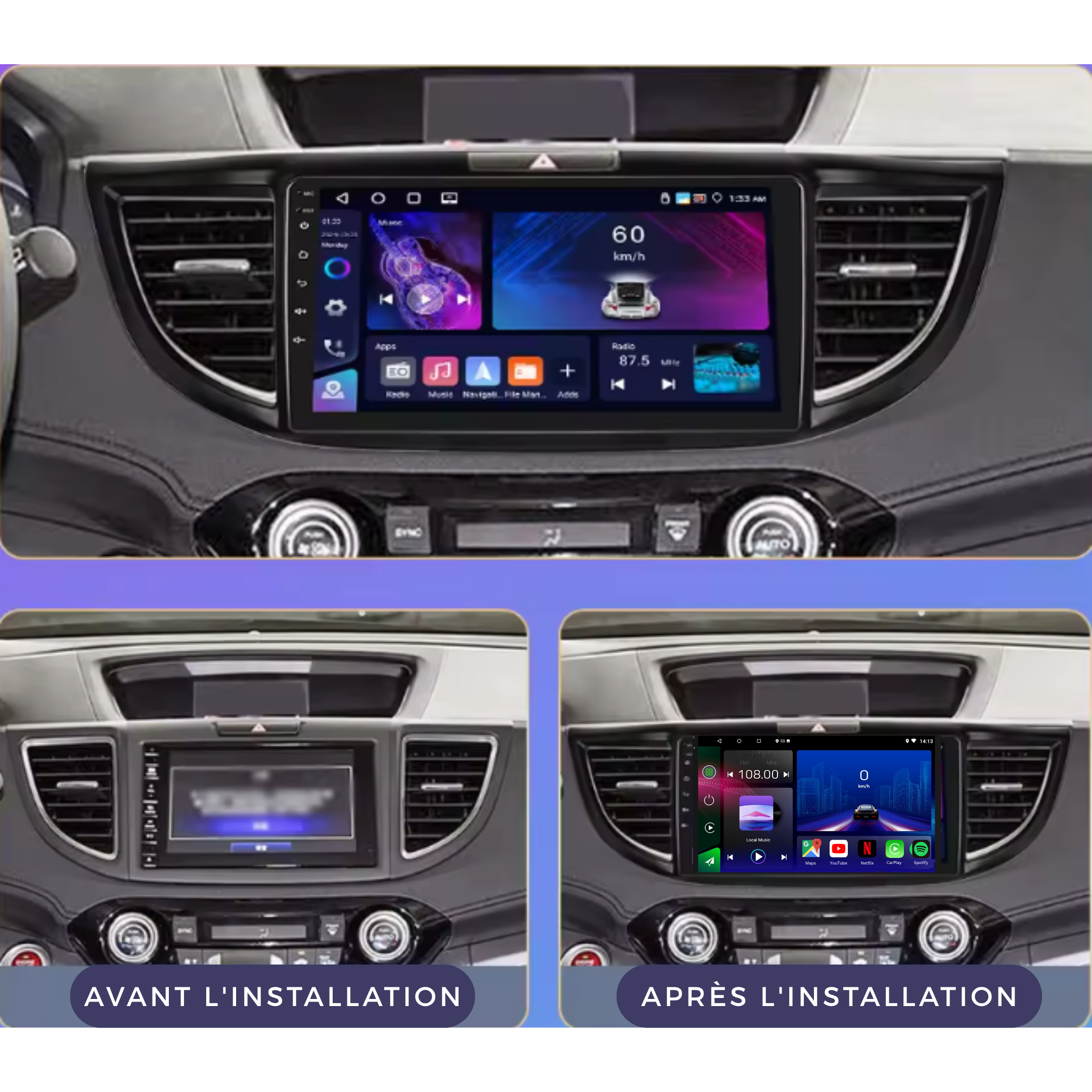 Honda CRV | 2012-2016 | Android 13 Autoradio | Apple CarPlay | Android Auto - TechVoyage
