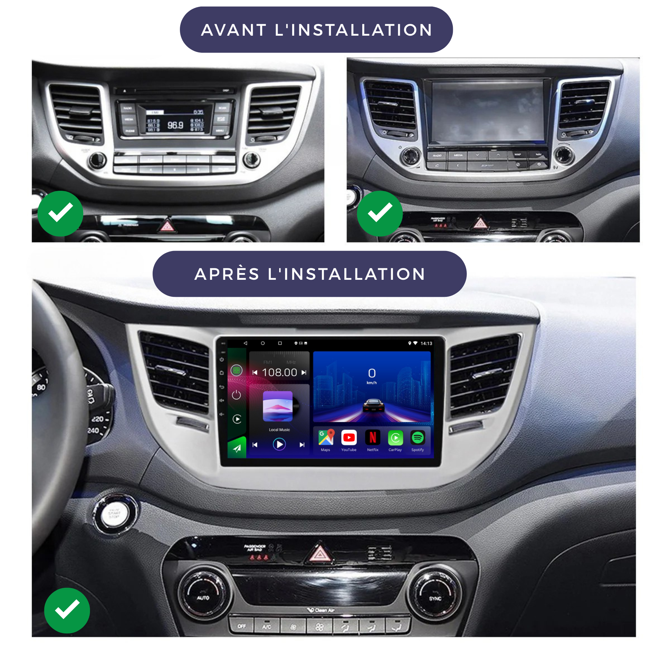 Hyundai Tucson iX35 | 2015-2018 | Android 13 Autoradio | Apple CarPlay | Android Auto - TechVoyage